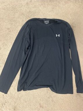 Under Armour Men's Long-Sleeve Performance Tee - Black with White Logo